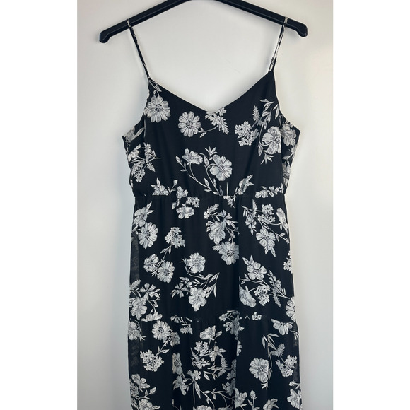 J.Crew Mercantile Floral Tiered Maxi Dress Chiffon J4263 Black & White Size 14 - Picture 3 of 15